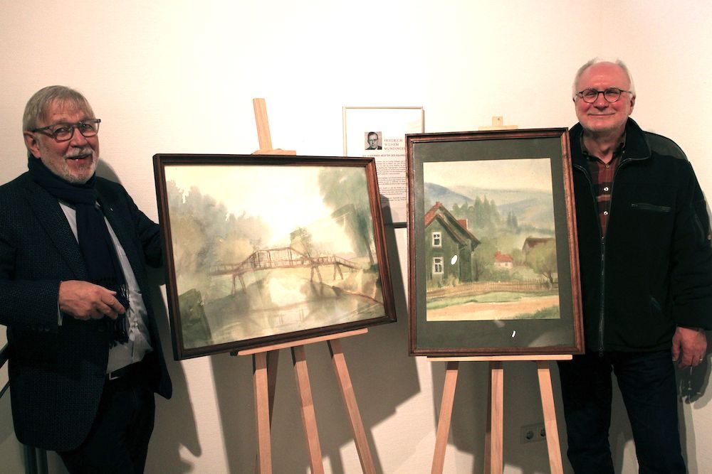 Mundinger-Aquarelle vom Bauernhof  –  Zwei Bilder ergänzen die Ausstellung bei Ebbers