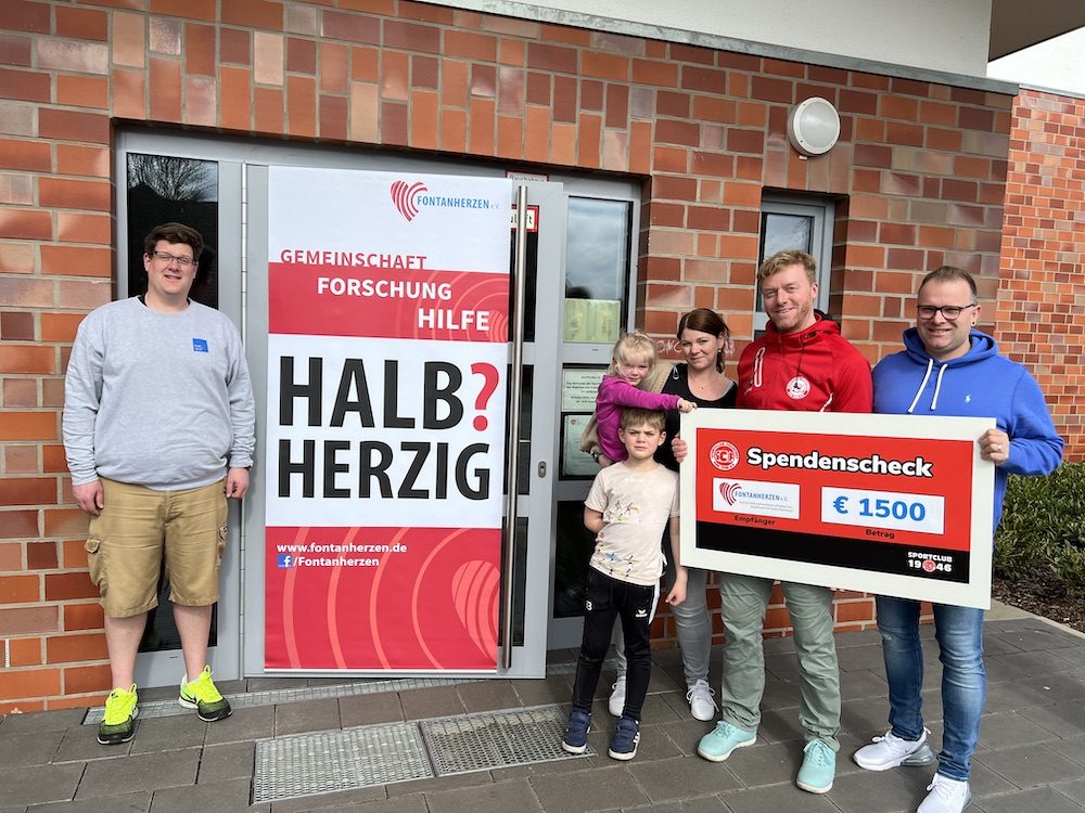 SC Füchtorf spendet 1.500 Euro an Fontanherzen e.V. und zeigt großes Herz für halbe Herzen 